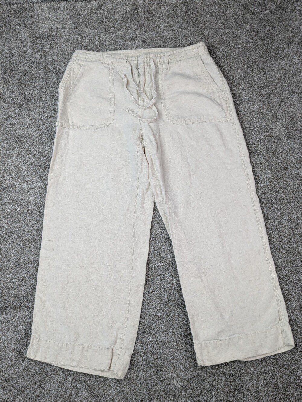 Liz Claiborne Pants Womens 4 Tan Linen Cropped Capri Trousers Light Summer
